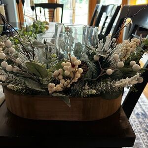 Kirklands Green and Cream Faux Floral Arrangement